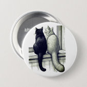 Schwarz-Weiß-Katzen am Fenster Button (Vorne & Hinten)