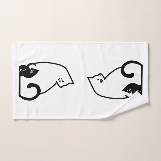 Schwarz-Weiß-Katzen Badehandtuch-Set Badhandtuch Set (Handtuch)