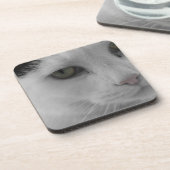 Schwarz-Weiß-Katzen im Gesicht Getränkeuntersetzer (Linke Seite)