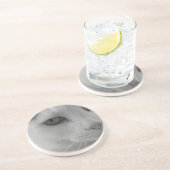 Schwarz-Weiß-Katzen im Gesicht Untersetzer (Seite)