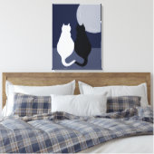 Schwarz-Weiß-Katzen in Vollmond-Leinwand drucken Leinwanddruck (Insitu (Schlafzimmer))