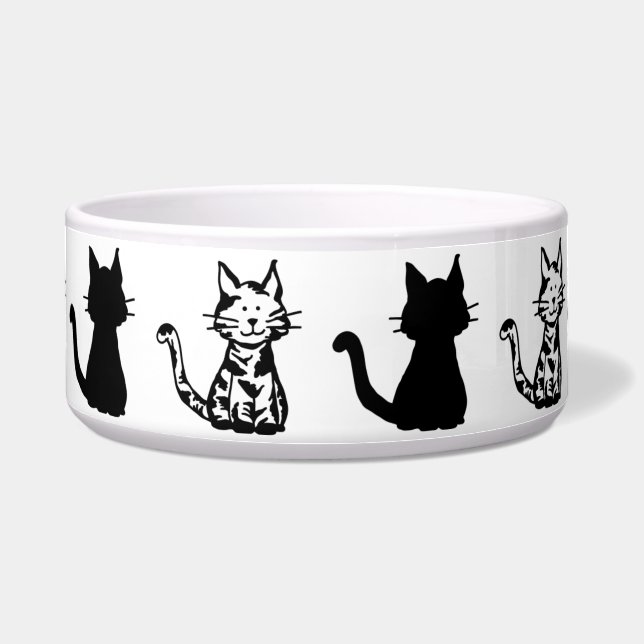 Schwarz-Weiß-Katzen Muster Große Pet Bowl Napf (Vorderseite)