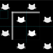 Schwarz-Weiß-Katzen-Muster Stoff (Kachel)
