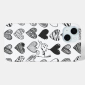 Schwarz-Weiß-Katzen-Muster und Herz-Muster Case-Mate iPhone Hülle (Rückseite (Horizontal))