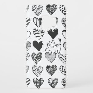 Schwarz-Weiß-Katzen-Muster und Herz-Muster Case-Mate Samsung Galaxy S9 Hülle