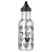 Schwarz-Weiß-Katzen-Muster und Herz-Muster Edelstahlflasche (Rechts)