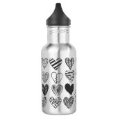 Schwarz-Weiß-Katzen-Muster und Herz-Muster Edelstahlflasche (Links)