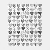 Schwarz-Weiß-Katzen-Muster und Herz-Muster Fleecedecke (Vorderseite)