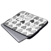 Schwarz-Weiß-Katzen-Muster und Herz-Muster Laptopschutzhülle (Vorne Knopf)