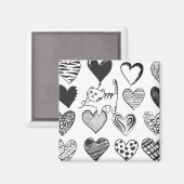 Schwarz-Weiß-Katzen-Muster und Herz-Muster Magnet (Vorderseite/Rückseite)