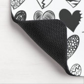 Schwarz-Weiß-Katzen-Muster und Herz-Muster Mousepad (Ecke)
