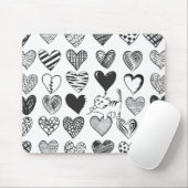Schwarz-Weiß-Katzen-Muster und Herz-Muster Mousepad (Mit Mouse)