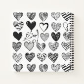 Schwarz-Weiß-Katzen-Muster und Herz-Muster Notizblock (Rückseite)