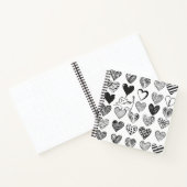 Schwarz-Weiß-Katzen-Muster und Herz-Muster Notizblock (Innenseite)