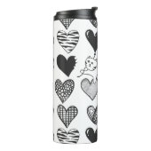 Schwarz-Weiß-Katzen-Muster und Herz-Muster Thermosbecher (Nach links gedreht)