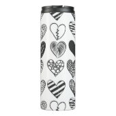 Schwarz-Weiß-Katzen-Muster und Herz-Muster Thermosbecher (Rückseite)