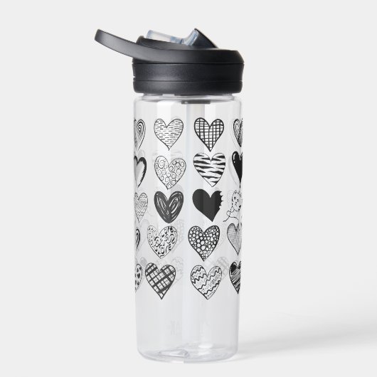 Schwarz-Weiß-Katzen-Muster und Herz-Muster Trinkflasche (Rechts)