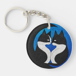 Schwarz-Weiß-Katzen Schlüsselanhänger