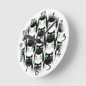 Schwarz-Weiß-Katzen Vintage Altdruckdekoration Runde Wanduhr (Winkel)