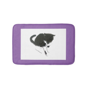 Schwarz-Weiß-Katzenart Badematte
