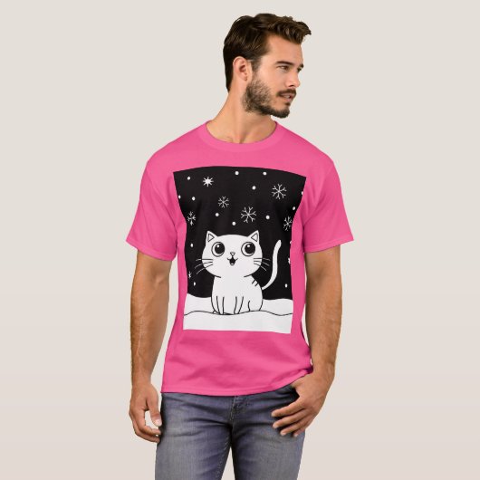 Schwarz-Weiß-Katzenbild T-Shirt (Vorne ganz)