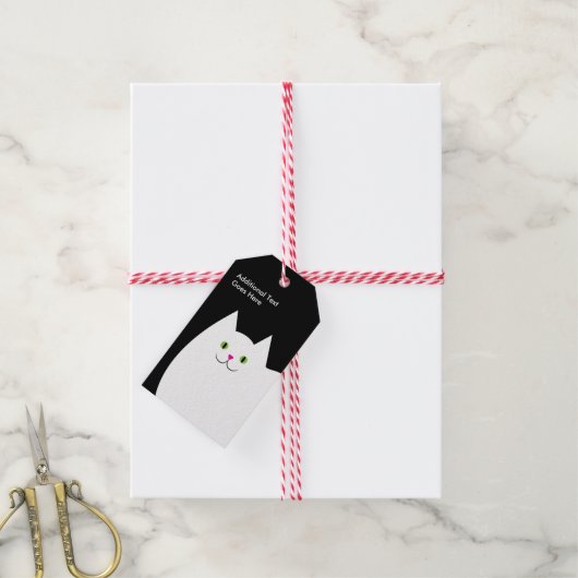 Schwarz-Weiß-Katzendesign Geschenkanhänger (Mit Garn)