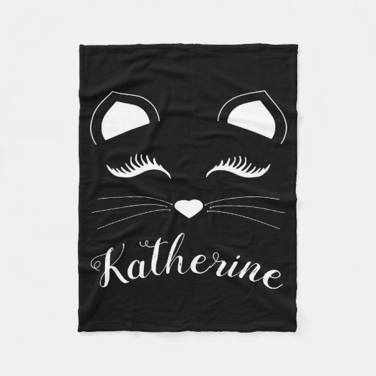 Schwarz-Weiß-Katzengesicht Fleecedecke (Vorderseite)