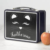 Schwarz-Weiß-Katzengesicht Metall Brotdose (Beispiel)