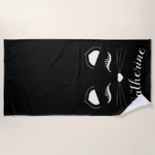 Schwarz-Weiß-Katzengesicht Strandtuch (Vorderseite)