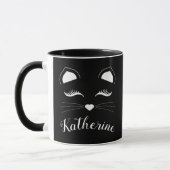 Schwarz-Weiß-Katzengesicht Tasse (Links)