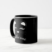 Schwarz-Weiß-Katzengesicht Tasse (Vorderseite Links)