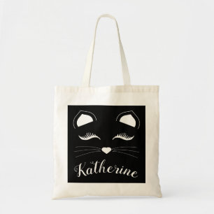 Schwarz-Weiß-Katzengesicht Tragetasche