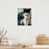 Schwarz-Weiß Katzengrün Augen, siehe Poster (Küche)