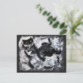 Schwarz-Weiß-Katzenmalerei Postkarte (Stehend Vorderseite)