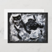 Schwarz-Weiß-Katzenmalerei Postkarte (Vorne/Hinten)
