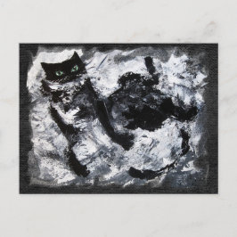 Schwarz-Weiß-Katzenmalerei Postkarte