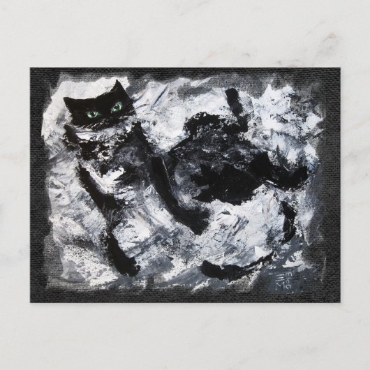 Schwarz-Weiß-Katzenmalerei Postkarte (Vorderseite)