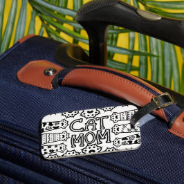 Schwarz-Weiß-Katzenmutter mit Katzenpfoten Gepäckanhänger