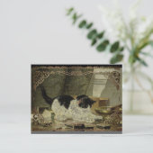 Schwarz-Weiß-Katzenöl Bronze-Grenze Feiertagspostkarte (Stehend Vorderseite)