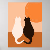 Schwarz-Weiß Katzenpaare - Orange Küche Wanddekor Poster (Vorne)