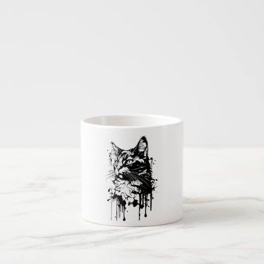 Schwarz-Weiß-Katzenplash Espressotasse (Vorderseite)