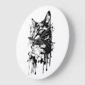 Schwarz-Weiß-Katzenplash Große Wanduhr (Winkel)