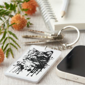 Schwarz-Weiß-Katzenplash Schlüsselanhänger (Vorderseite rechts)
