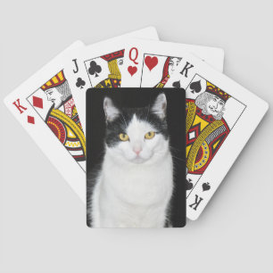 Schwarz-Weiß-Katzenporträt Spielkarten