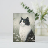 Schwarz-Weiß-Katzenpostkarte Postkarte (Stehend Vorderseite)