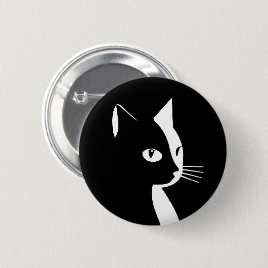 Schwarz-Weiß-Katzenschaltfläche Button (Vorne & Hinten)