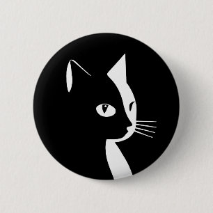 Schwarz-Weiß-Katzenschaltfläche Button
