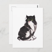 Schwarz-Weiß-Katzensumie Postkarte (Vorne/Hinten)