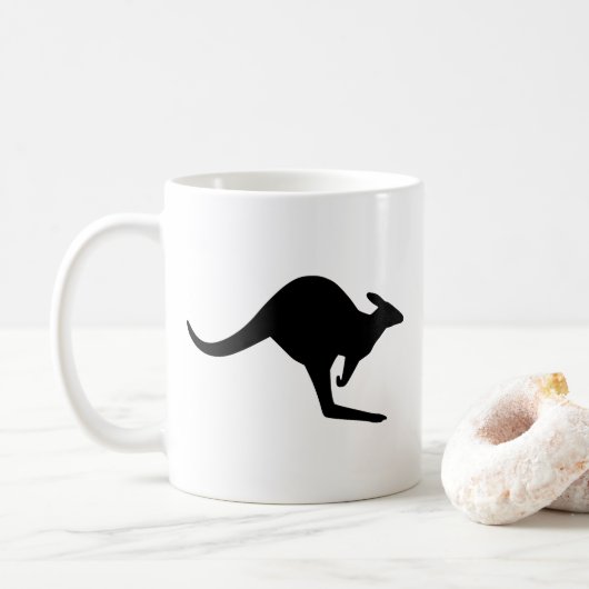 Schwarz-Weiß Kaution Kangaroo Kaffeetasse (Mit Donut)