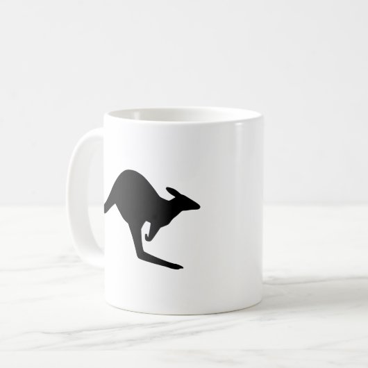 Schwarz-Weiß Kaution Kangaroo Kaffeetasse (Vorderseite Links)